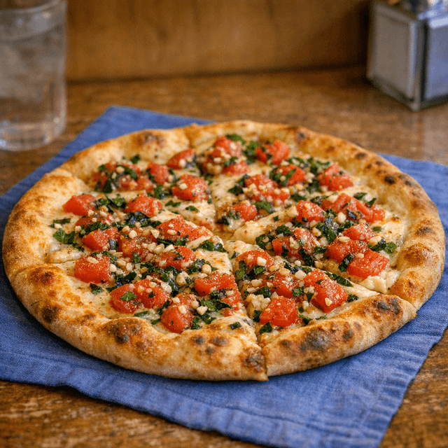 Tomato Basil Garlic Olive Oil Pizza